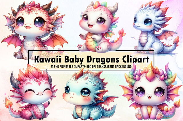 Kawaii Baby Dragons Clipart - Dragon Png Sublimation designartist 
