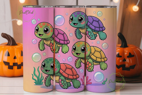 Kawaii Baby Turtles 20oz Tumbler Wrap Sublimation PixelChick 