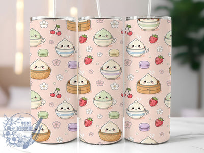 Kawaii Bao Dumplings 20oz Tumbler, Bao Motif, Dumpling Accent, Kawaii Theme, Food Art Design, Cute Charm, Sublimation Wrap, 20oz Tumbler Sublimation ToriDesigns 