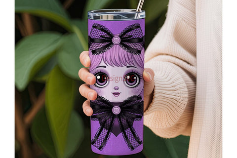 Kawaii Bat Girl 20oz Tumbler Wrap Sublimation DesignSVG 