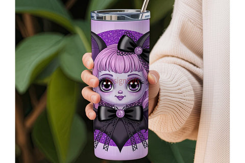 Kawaii Bat Girl 20oz Tumbler Wrap Sublimation DesignSVG 