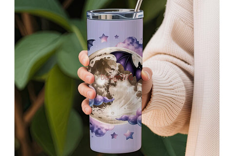 Kawaii Bat Moon 20oz Tumbler Wrap Sublimation DesignSVG 