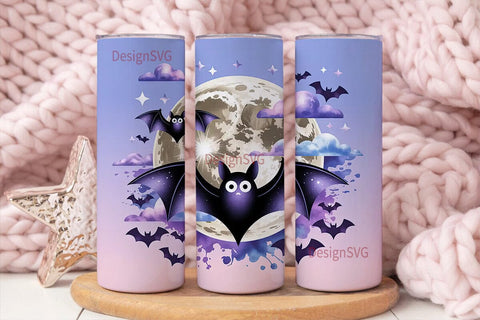 Kawaii Bat Moon 20oz Tumbler Wrap Sublimation DesignSVG 