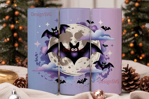 Kawaii Bat Moon 20oz Tumbler Wrap Sublimation DesignSVG 