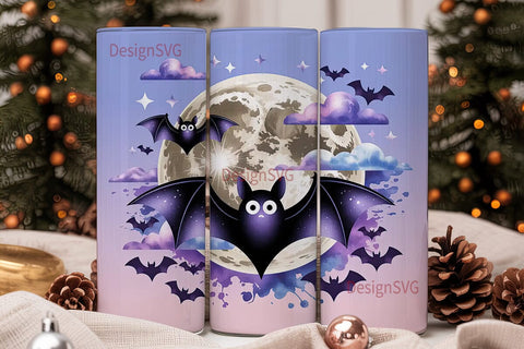 Kawaii Bat Moon 20oz Tumbler Wrap Sublimation DesignSVG 
