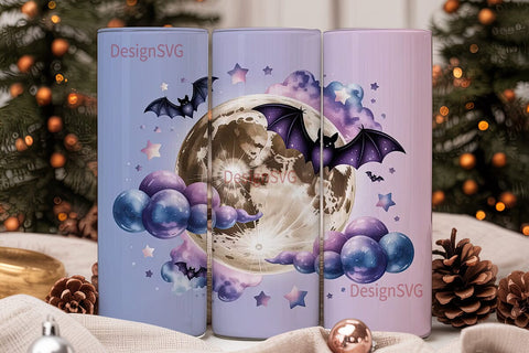 Kawaii Bat Moon 20oz Tumbler Wrap Sublimation DesignSVG 