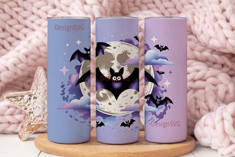Kawaii Bat Moon 20oz Tumbler Wrap Sublimation DesignSVG 