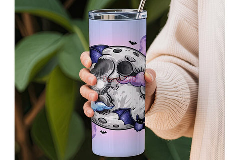 Kawaii Bat Moon 20oz Tumbler Wrap Sublimation DesignSVG 