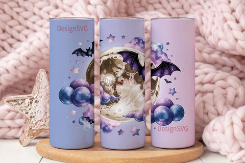 Kawaii Bat Moon 20oz Tumbler Wrap Sublimation DesignSVG 