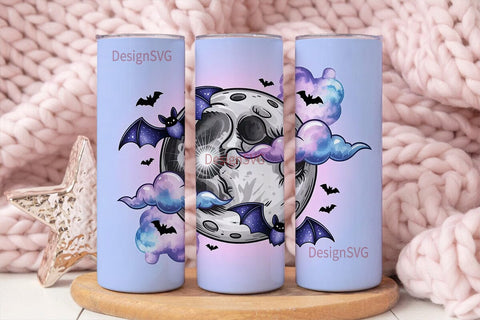 Kawaii Bat Moon 20oz Tumbler Wrap Sublimation DesignSVG 