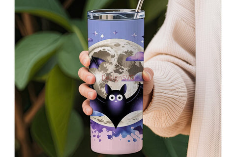 Kawaii Bat Moon 20oz Tumbler Wrap Sublimation DesignSVG 