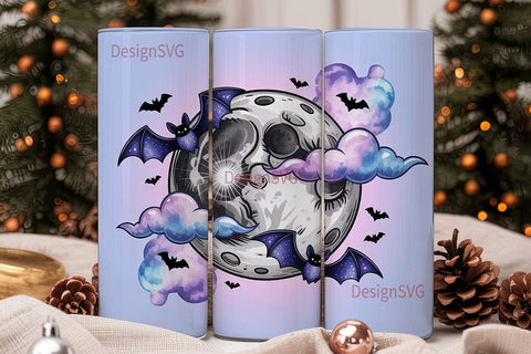 Kawaii Bat Moon 20oz Tumbler Wrap Sublimation DesignSVG 