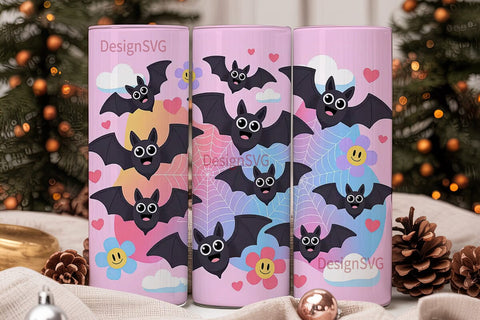 Kawaii Bat Tumbler Wrap PNG Sublimation DesignSVG 