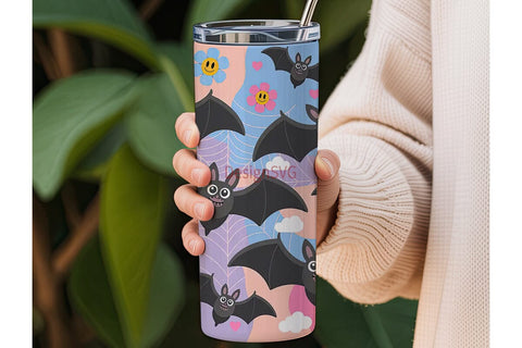 Kawaii Bat Tumbler Wrap PNG Sublimation DesignSVG 