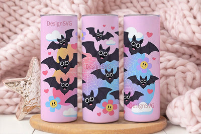 Kawaii Bat Tumbler Wrap PNG Sublimation DesignSVG 