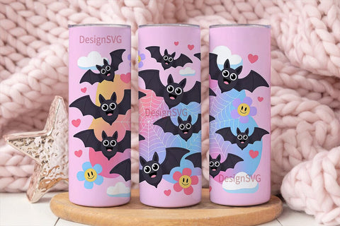 Kawaii Bat Tumbler Wrap PNG Sublimation DesignSVG 