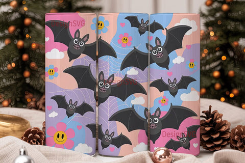 Kawaii Bat Tumbler Wrap PNG Sublimation DesignSVG 