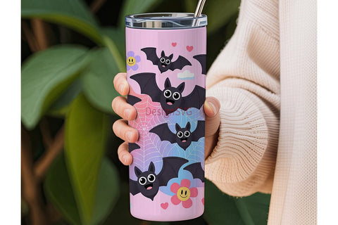 Kawaii Bat Tumbler Wrap PNG Sublimation DesignSVG 