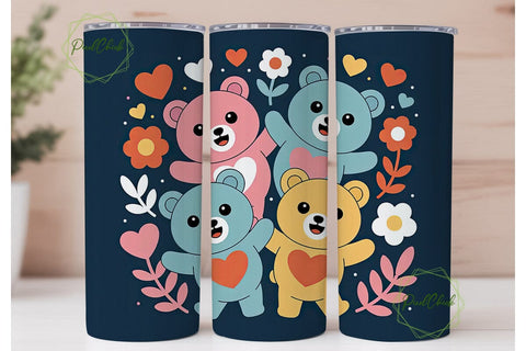 Kawaii Bears 20oz Tumbler Wrap Sublimation PixelChick 