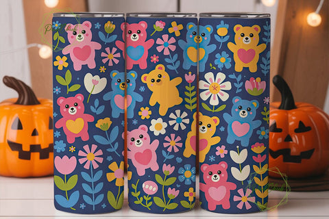Kawaii Bears 20oz Tumbler Wrap Sublimation PixelChick 