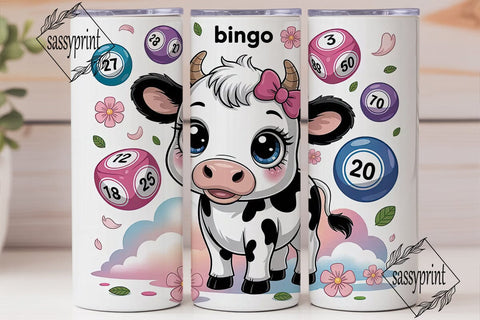 Kawaii Bingo Cow 20oz Tumbler Wrap Sublimation sassyprint 