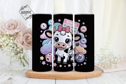 Kawaii Bingo Cow 20oz Tumbler Wrap Sublimation sassyprint 