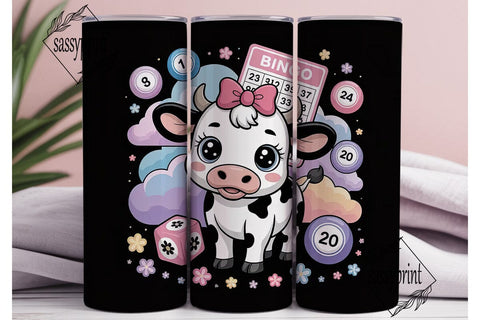 Kawaii Bingo Cow 20oz Tumbler Wrap Sublimation sassyprint 