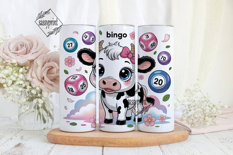 Kawaii Bingo Cow 20oz Tumbler Wrap Sublimation sassyprint 