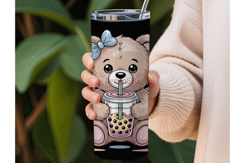 Kawaii Boba Bear 20oz Tumbler Wrap Sublimation DesignSVG 