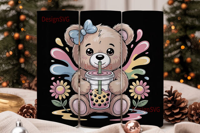 Kawaii Boba Bear 20oz Tumbler Wrap Sublimation DesignSVG 
