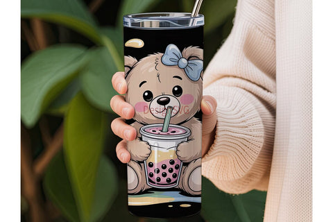 Kawaii Boba Bear 20oz Tumbler Wrap Sublimation DesignSVG 