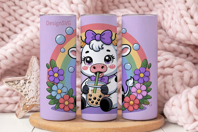 Kawaii Boba Cow 20oz Tumbler Wrap Sublimation DesignSVG 
