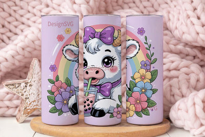 Kawaii Boba Cow 20oz Tumbler Wrap Sublimation DesignSVG 