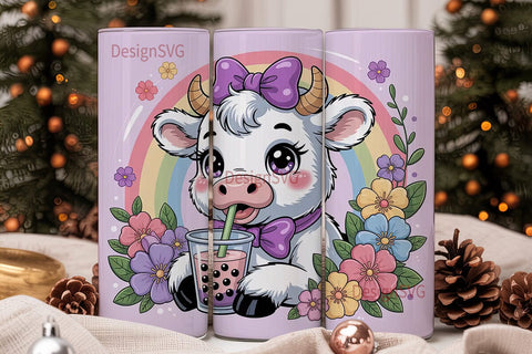 Kawaii Boba Cow 20oz Tumbler Wrap Sublimation DesignSVG 