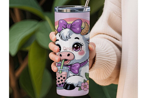 Kawaii Boba Cow 20oz Tumbler Wrap Sublimation DesignSVG 