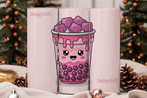 Kawaii Boba Tumbler Wrap Sublimation DesignSVG 
