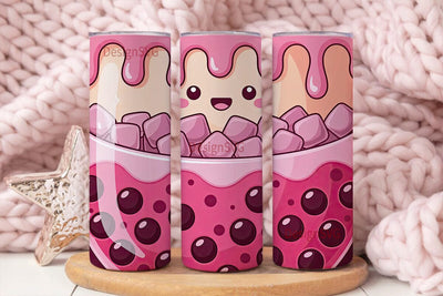 Kawaii Boba Tumbler Wrap Sublimation DesignSVG 