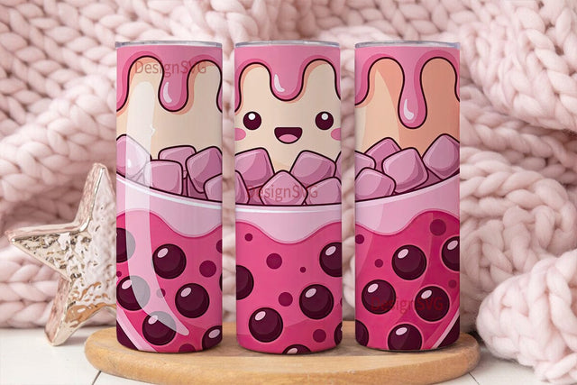 Kawaii Boba Tumbler Wrap Sublimation DesignSVG 