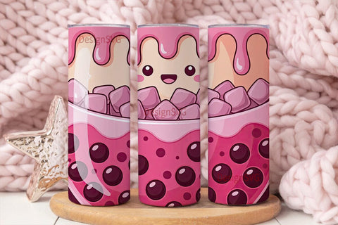 Kawaii Boba Tumbler Wrap Sublimation DesignSVG 