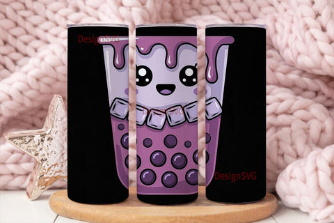 Kawaii Boba Tumbler Wrap Sublimation DesignSVG 