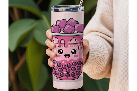 Kawaii Boba Tumbler Wrap Sublimation DesignSVG 