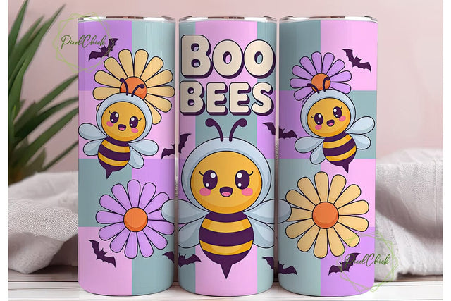 Kawaii Boo Bees 20oz Tumbler Wrap Sublimation PixelChick 