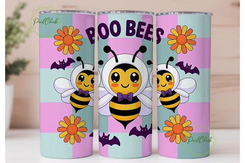 Kawaii Boo Bees 20oz Tumbler Wrap Sublimation PixelChick 