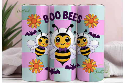 Kawaii Boo Bees 20oz Tumbler Wrap Sublimation PixelChick 