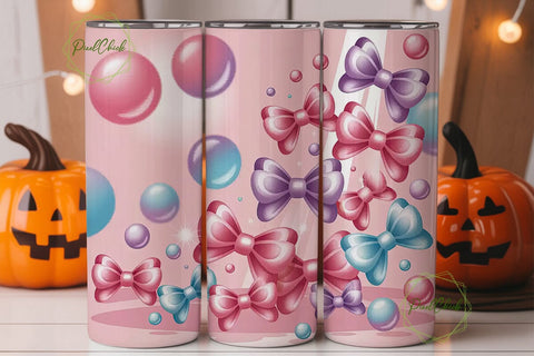 Kawaii Bows Tumbler Wrap PNG Sublimation PixelChick 