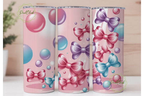 Kawaii Bows Tumbler Wrap PNG Sublimation PixelChick 