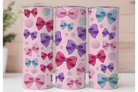 Kawaii Bows Tumbler Wrap PNG Sublimation PixelChick 