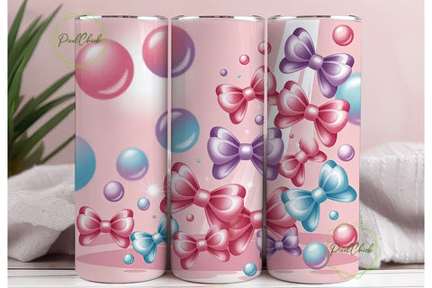 Kawaii Bows Tumbler Wrap PNG Sublimation PixelChick 