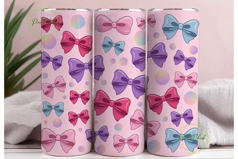 Kawaii Bows Tumbler Wrap PNG Sublimation PixelChick 