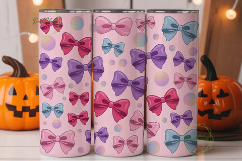 Kawaii Bows Tumbler Wrap PNG Sublimation PixelChick 